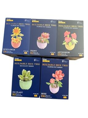Micro Brix Buildable Brix Trio Flower Pot Series - Assorted Colors